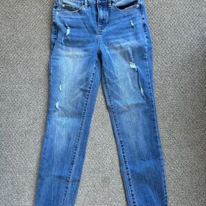 Nicole Miller Blue Distressed Skinny Jeans
